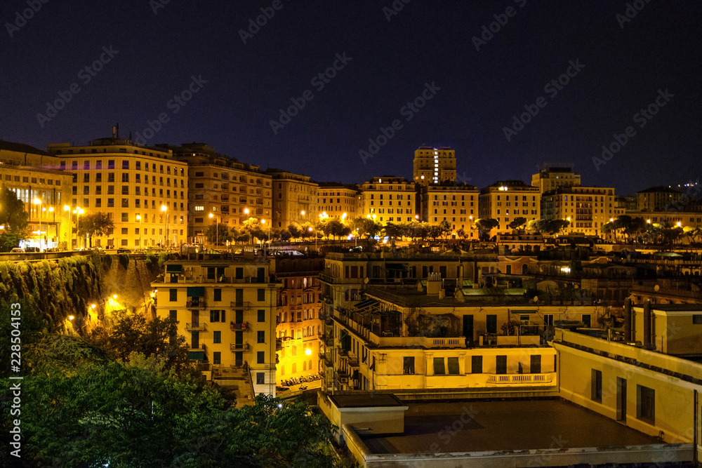 Buildings near Piazza Vittoria at night