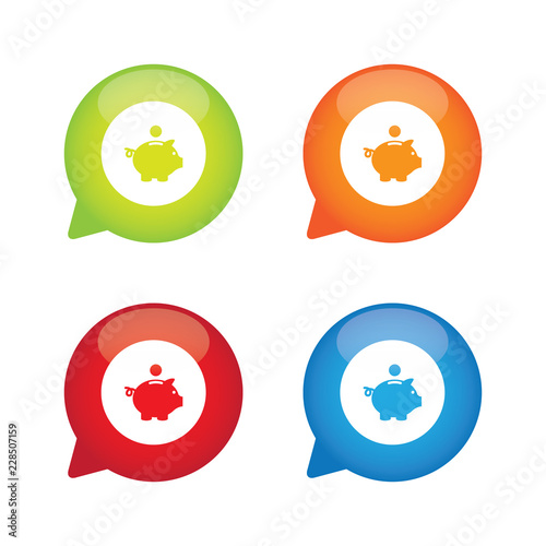 Colorful Glossy Piggy Bank Speech Bubble Labels