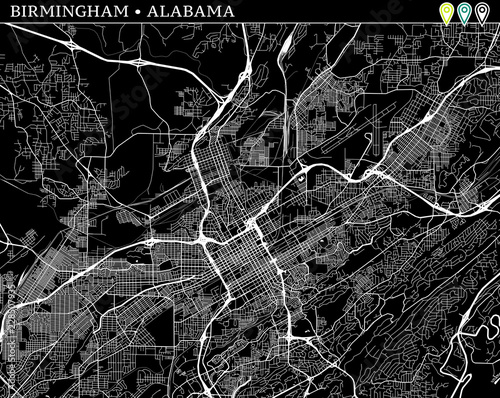 Simple map of Birmingham, Alabama photo