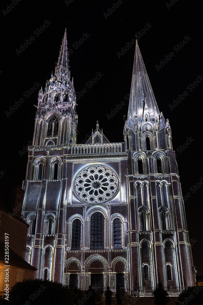 Fototapeta premium Building facade light festival Chartres