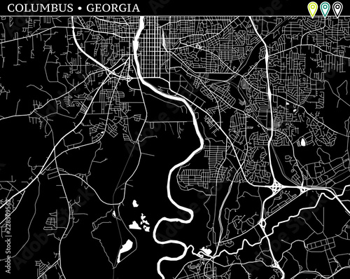 Simple map of Columbus, Georgia