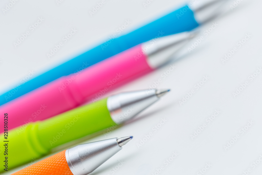 Fototapeta premium Set of pens isolated on white background