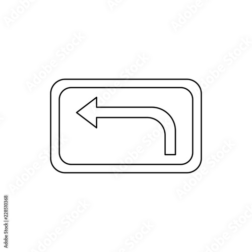 left turn ahead line black icon