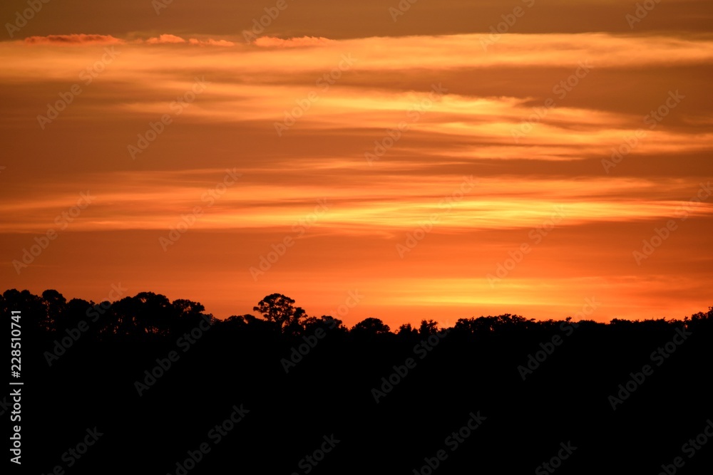 Majestic sunset over the river at Florida, USA