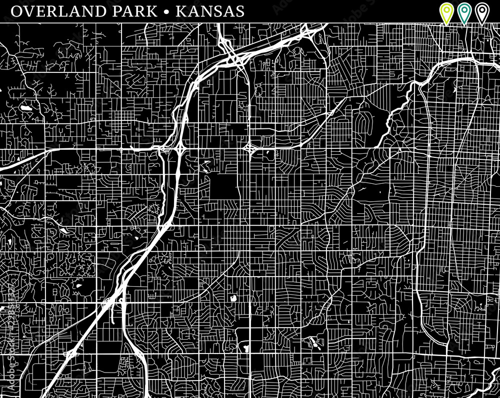 Simple map of Overland Park, Kansas Stock Vector | Adobe Stock