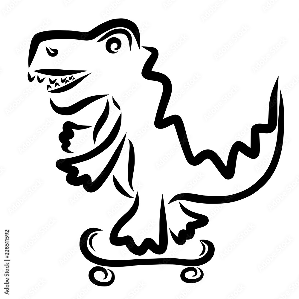 Cool crocodile or dinosaur on a skateboard, sport and leisure Cool crocodile or dinosaur on a skateboard, sport and leisure