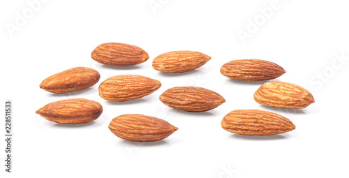 Almond. Nuts isolated on white background