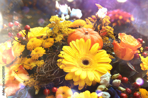 Grußkarte - Herbstblumen Bl...