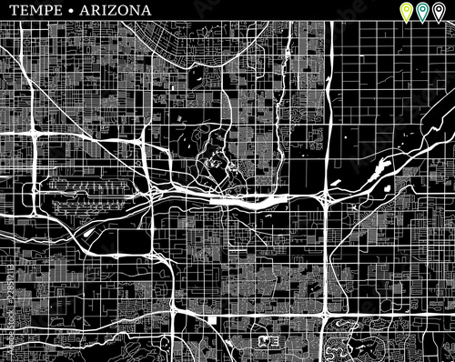 Simple map of Tempe, Arizona