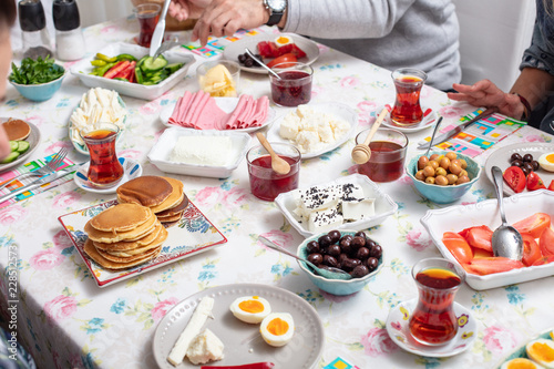 Breakfast - Traditional Turkish breakfast..