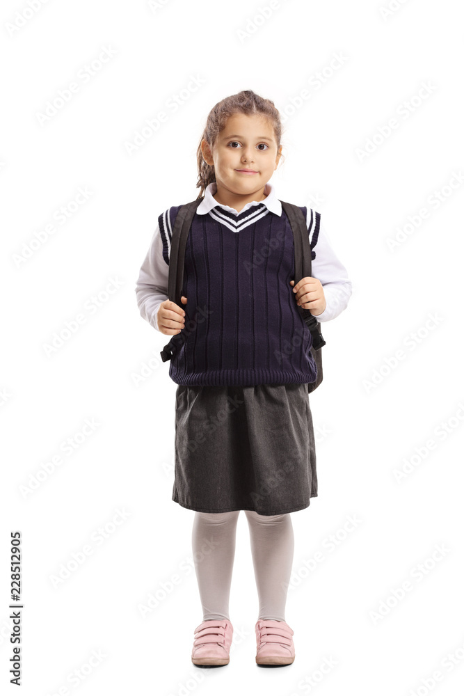 Cute schoiolgirl standing and looking at the camera Cute schoiolgirl standing and looking at the camera
