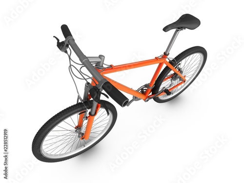 3D Rendering red bicycle isolated on white background