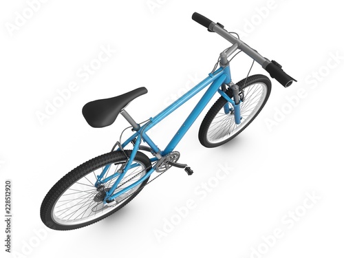 3D Rendering blue bicycle isolated on white background