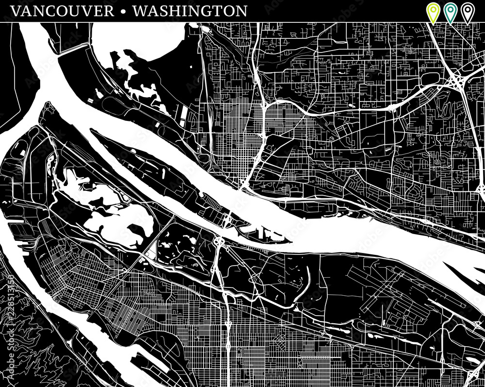 Fototapeta premium Simple map of Vancouver, Washington