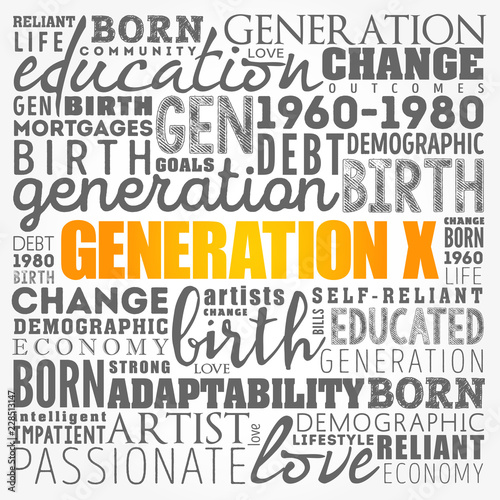 Generation X Word Cloud Concept collage background