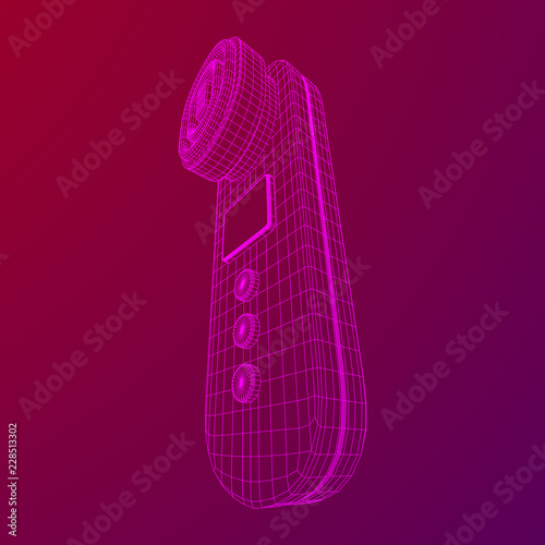 Electric lifting anti aging facial skin massage machine. Massager device wireframe low poly mesh vector illustration