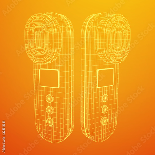 Electric lifting anti aging facial skin massage machine. Massager device wireframe low poly mesh vector illustration