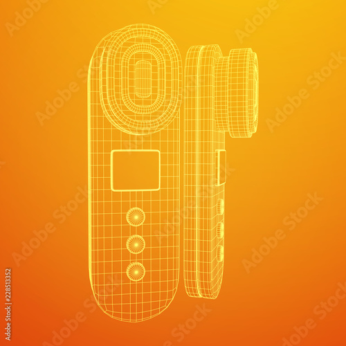 Electric lifting anti aging facial skin massage machine. Massager device wireframe low poly mesh vector illustration