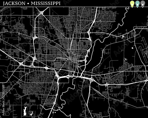Simple map of Jackson, Mississippi