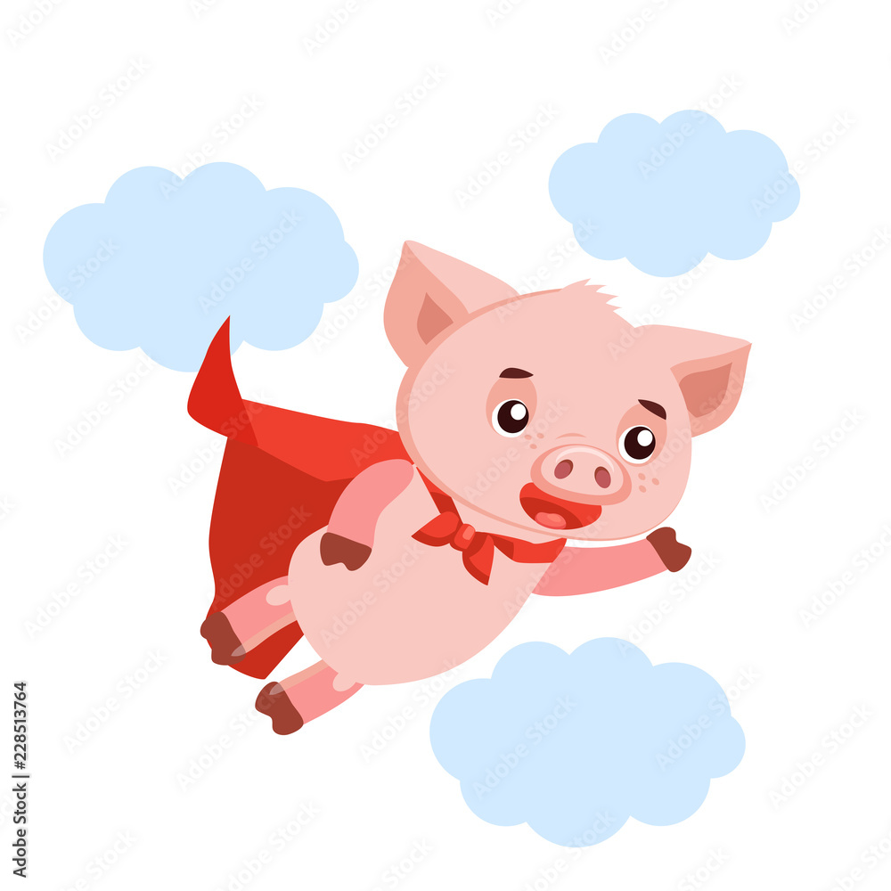 Funny Cartoon Pig Vector. Superhero Pig Cartoon Mascot Character Vector Illustration. Symbol Of The Chinese New Year. Illustration of a SuperHero Pig. Funny Cartoon Pig Vector. Superhero Pig Cartoon Mascot Character Vector Illustration. Symbol Of The Chinese New Year. Illustration of a SuperHero Pig.