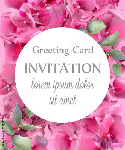 Hydrangeas Watercolor floral background Vector. Small colorful spring decors