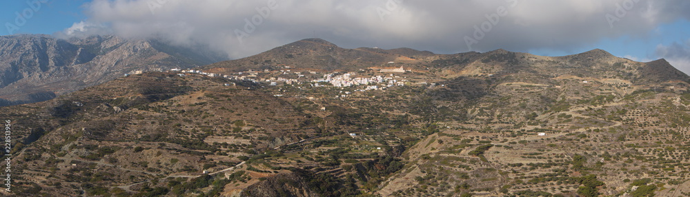 Panoramic view of Spoa from the road to Olympos on Karpathos in Greece Panoramic view of Spoa from the road to Olympos on Karpathos in Greece