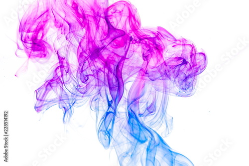 Colored smoke on white background