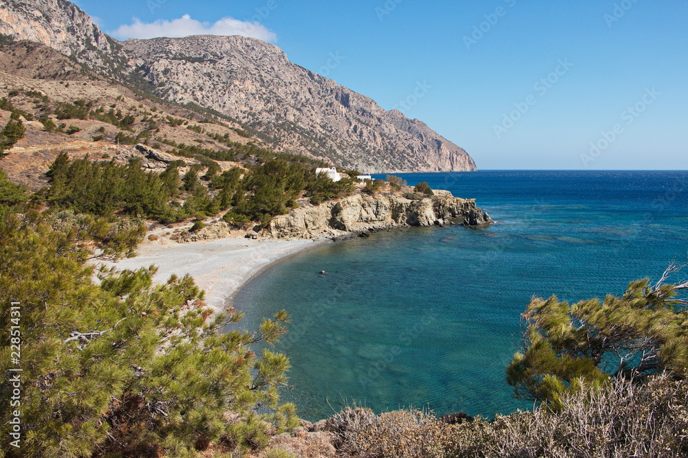 Coastline at Vananda Bay near Diafani on Karpathos in Greece