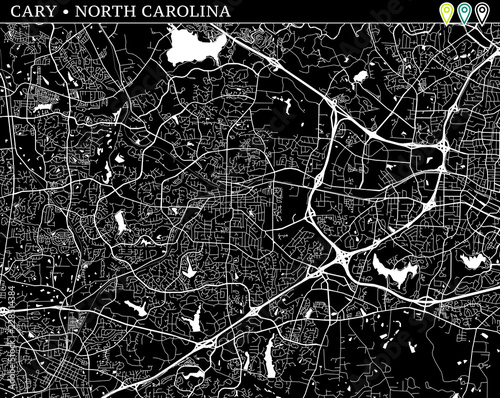 Simple map of Cary, North Carolina