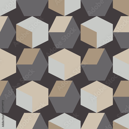 Seamless abstract geometric pattern. 3D cubes. Mosaic texture. Can be used for wallpaper, textile, invitation card, wrapping, web page background.