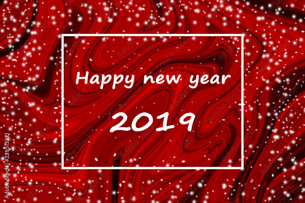 Happy new year with Red marble background for design.