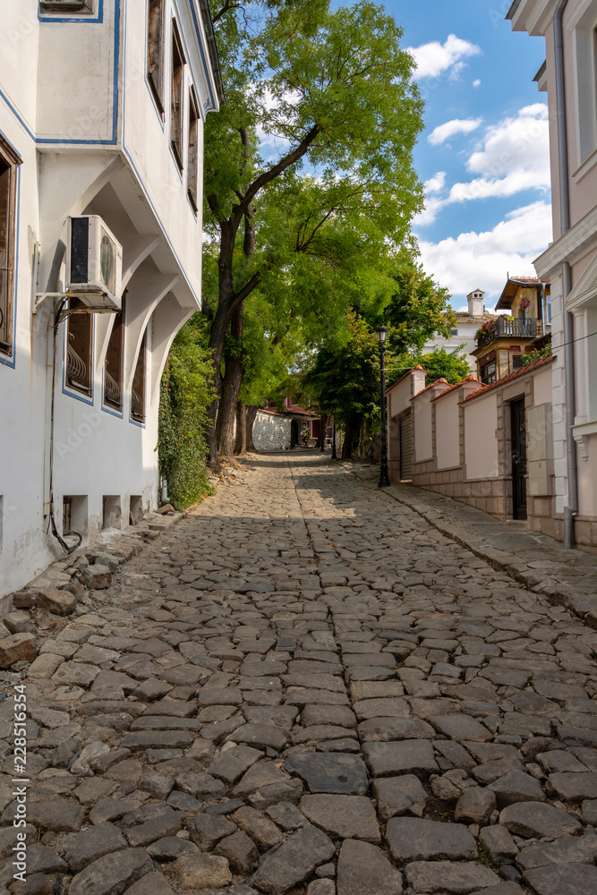 Old curved street in plovdiv,bulgaria.