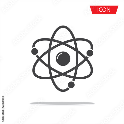 Atom icon vector isolated on white background.