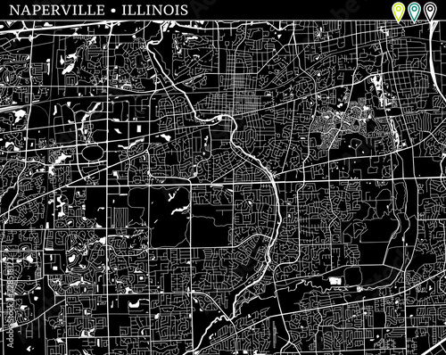 Simple map of Naperville, Illinois