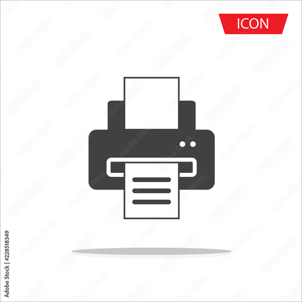 Printer vector icon, document printing symbol isolated on background. Printer vector icon, document printing symbol isolated on background.