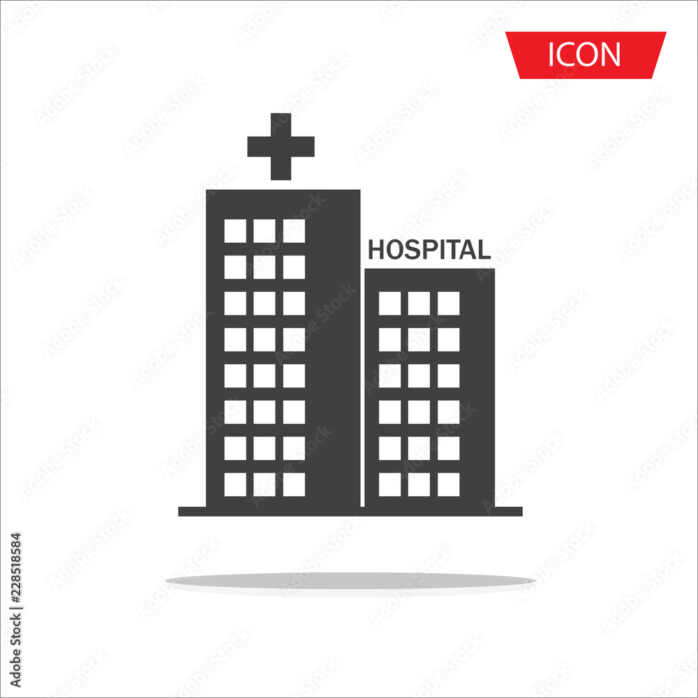 Hospital icon cross building isolated on white background. Hospital icon cross building isolated on white background.