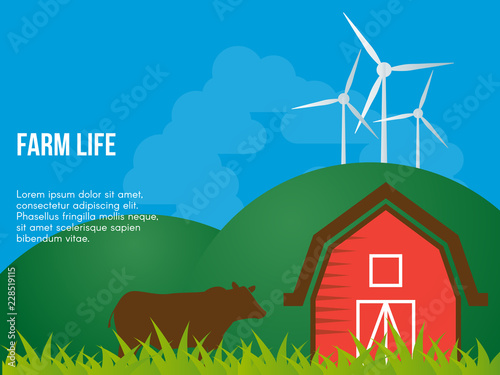 Farm life conceptual vector design illustration template