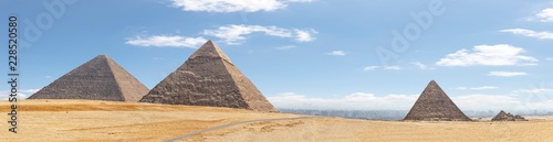 Panorama of the area with the great pyramids of Giza, Egypt