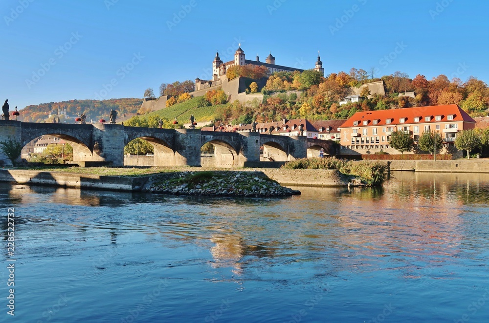 Würzburg, Alte Mainbrücke, Festung Marienberg Würzburg, Alte Mainbrücke, Festung Marienberg