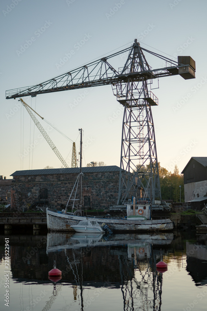 Fototapeta premium Crane by the dock
