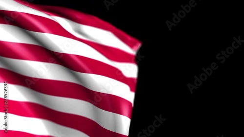 Flag of The United States of America. Animated Slow pan to the right over black background. Transition element
