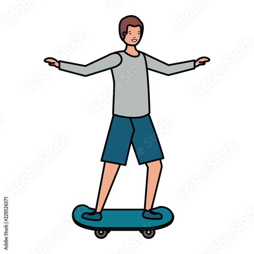 young man practicing skateboarding character