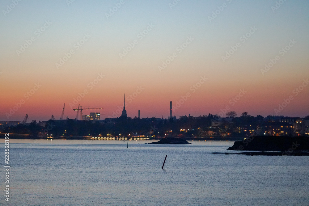 Helsinki cityscape in the evening