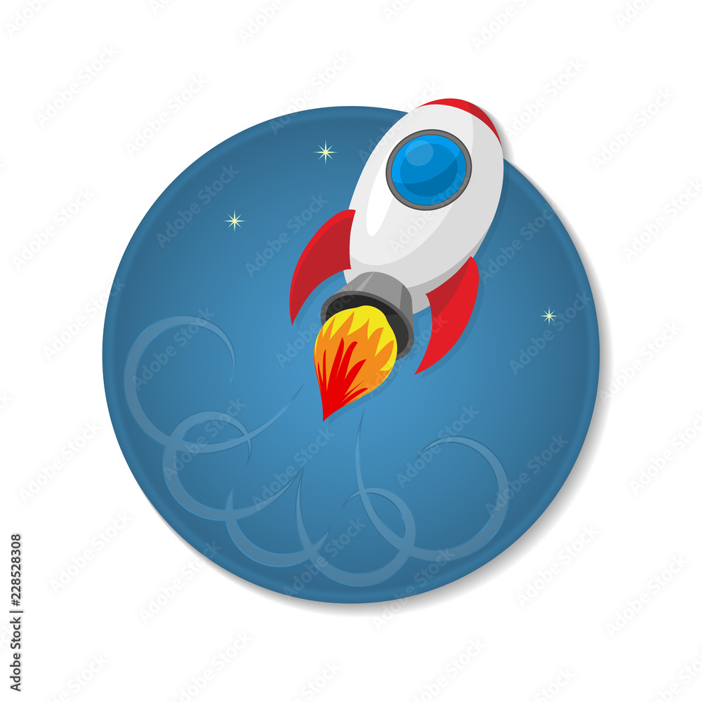 Vector icon flying against the starry sky rocket. Vector icon flying against the starry sky rocket.