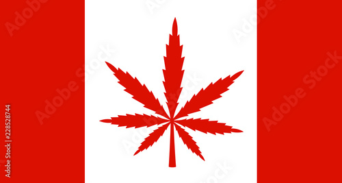 Marijuana, cannabis and drugs in Canada. Legalization and decriminalization of substance in Canadian state. Vector illustration