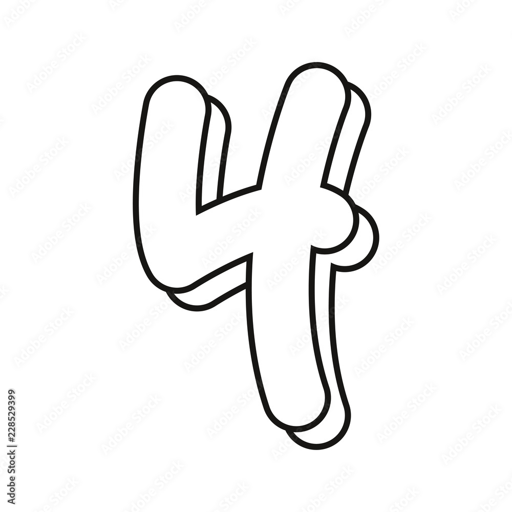 outlined number four on white background outlined number four on white background