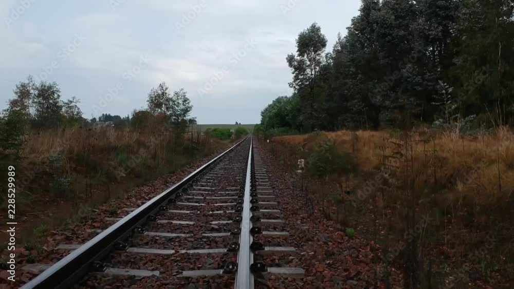 Drone Shot of Railroad in Dullstroom in Mpumalanga, South Africa Drone Shot of Railroad in Dullstroom in Mpumalanga, South Africa