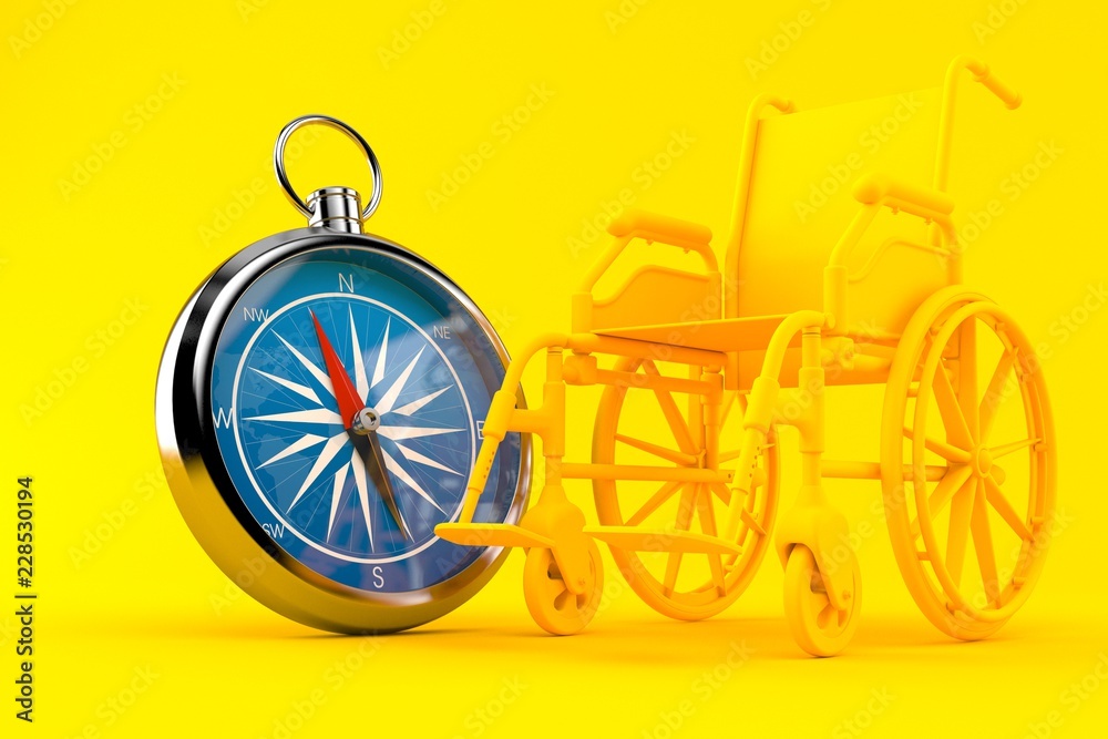 Wheelchair background with compass