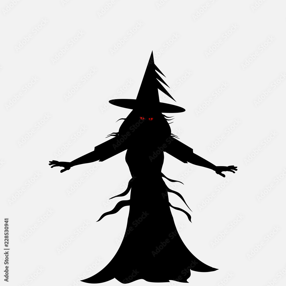 Fototapeta premium Halloween evil witch silhouette