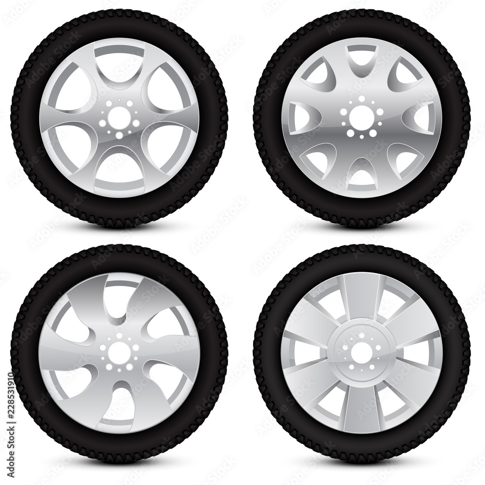 Alloy wheel with tyre. Collection Alloy wheel with tyre. Collection